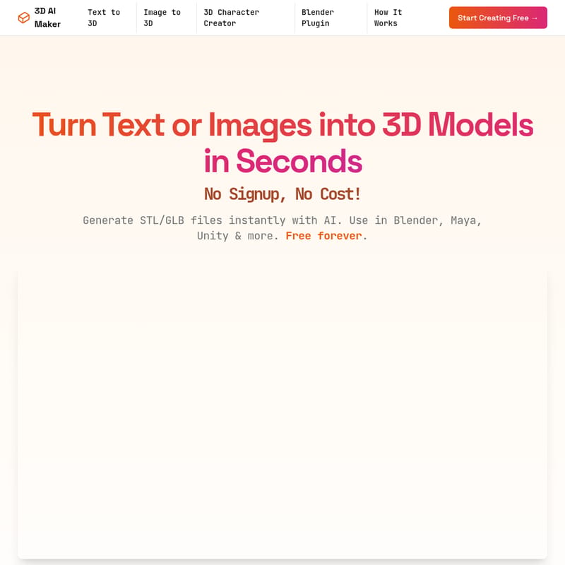 View 3daimaker - 3D AI Maker: AI-powered 3D Model Generation 3daimaker - AI Tool Screenshot and Interface Preview