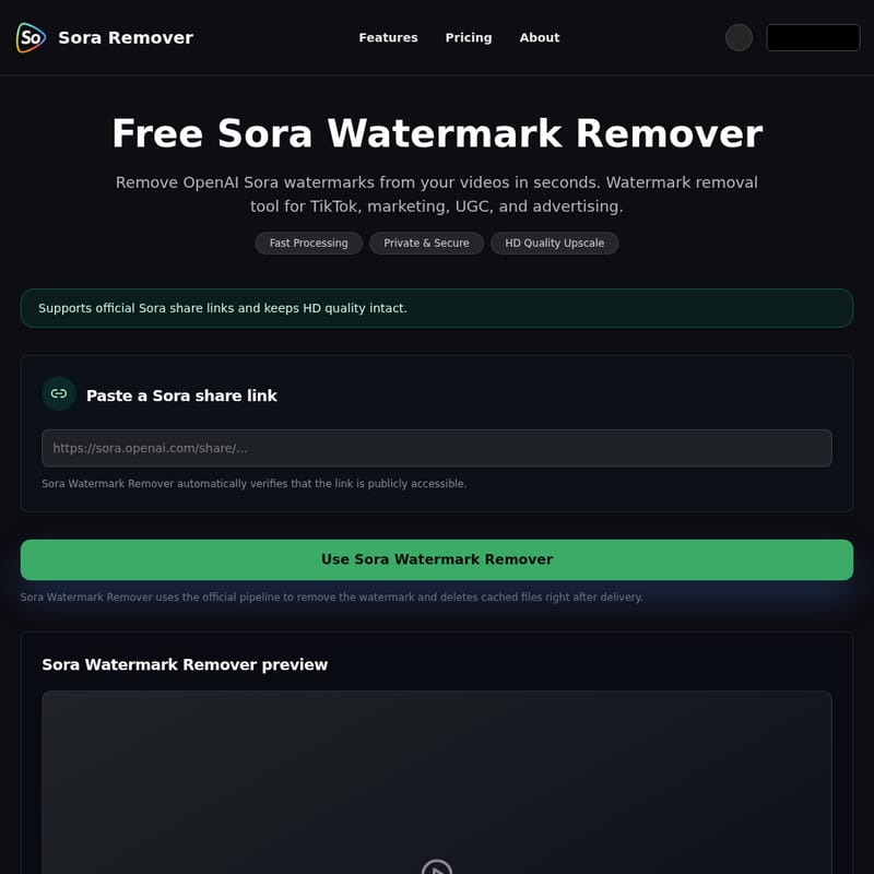 View Sora Watermark Remover - Soraウォーターマークリムーバー Sora Watermark Remover - AI Tool Screenshot and Interface Preview