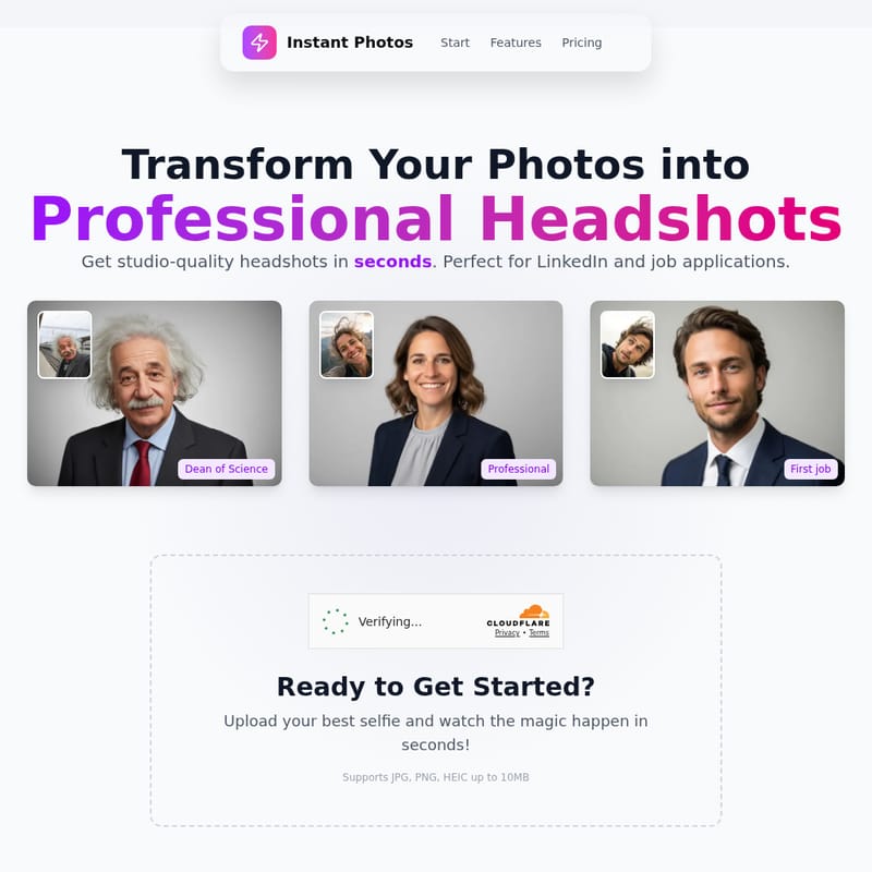 Instant Photos - AI Tool Screenshot and Interface Preview