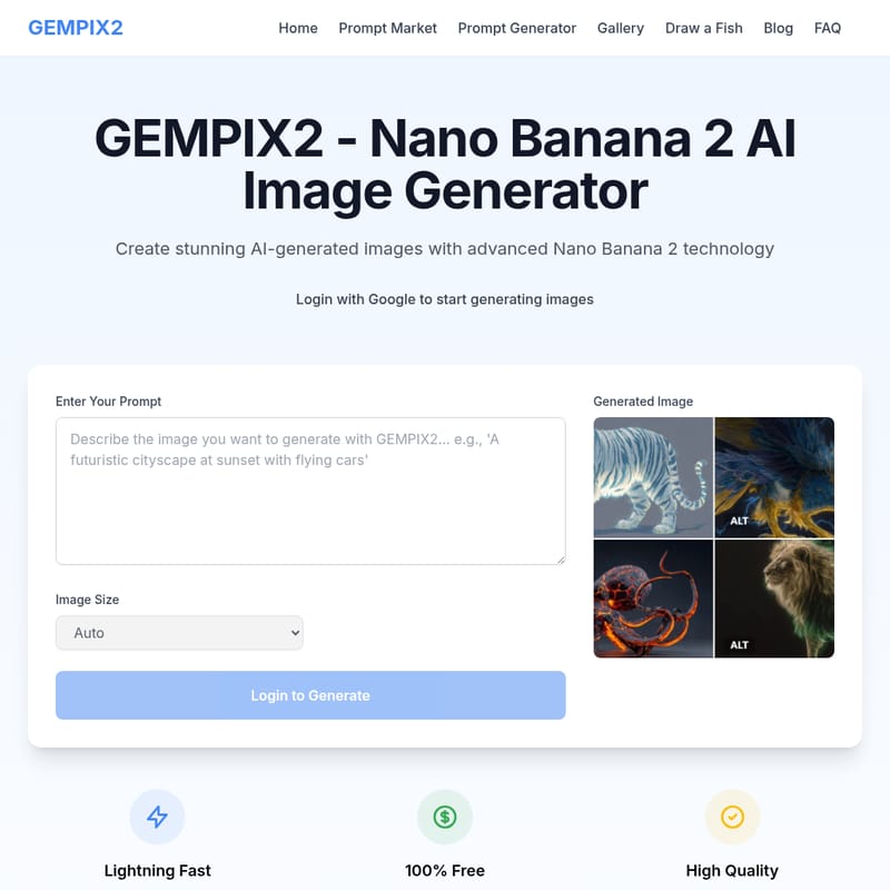 View GEMPIX2 - GEMPIX2 - ナノバナナ2 AI画像生成ツール GEMPIX2 - AI Tool Screenshot and Interface Preview