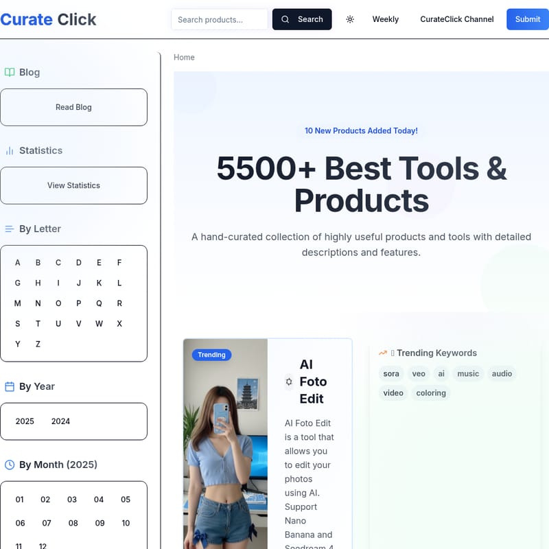 Curate Click - AI Tool Screenshot and Interface Preview