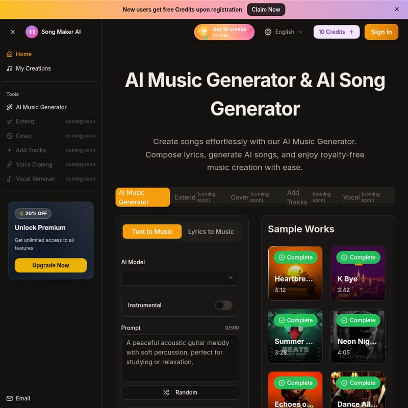 View song maker ai - AI Musik Generator song maker ai - AI Tool Screenshot and Interface Preview