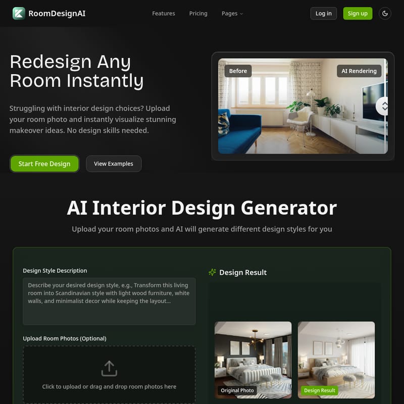roomdesignai - AI Tool Screenshot and Interface Preview