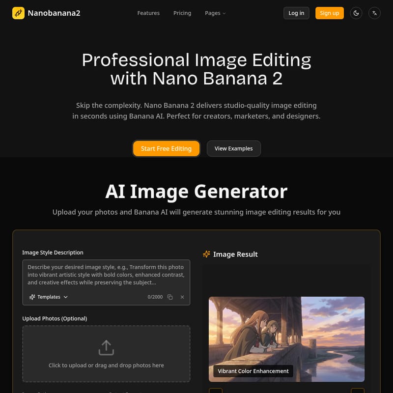 Nano Banana 2 - AI Tool Screenshot and Interface Preview