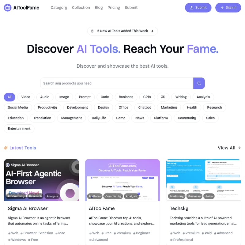 AIToolFame - AI Tool Screenshot and Interface Preview