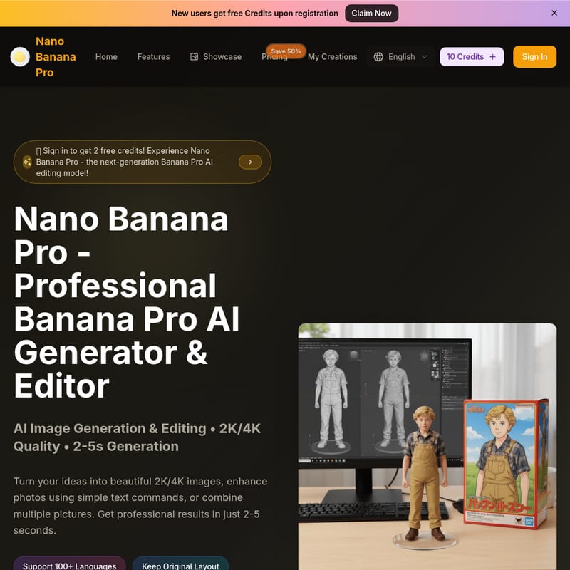 Nano Banana Pro - AI Tool Screenshot and Interface Preview