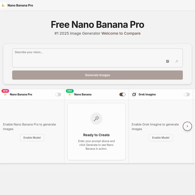 View Free Nano Banana Pro - Nano Banana Pro - Der führende KI-Bildgenerator Free Nano Banana Pro - AI Tool Screenshot and Interface Preview