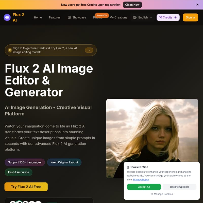 View Flux 2 - Flux 2 AI Image Generator & Editor Flux 2 - AI Tool Screenshot and Interface Preview