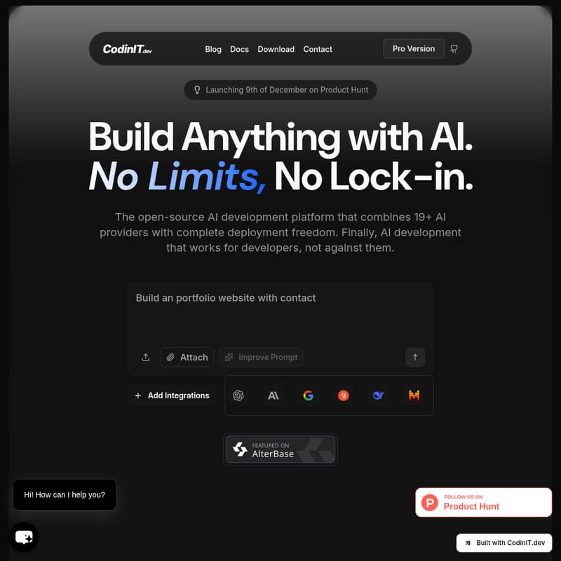 CodinIT.dev - AI Tool Screenshot and Interface Preview