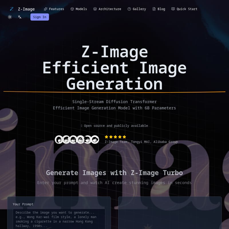 View z image - Z-Image: 효율적인 이미지 생성 모델 z image - AI Tool Screenshot and Interface Preview
