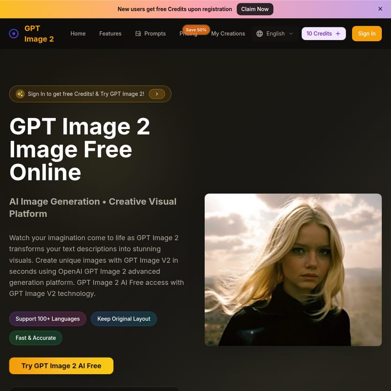 View GPT Image 2 - GPT Image 2 - Генератор изображений с ИИ GPT Image 2 - AI Tool Screenshot and Interface Preview