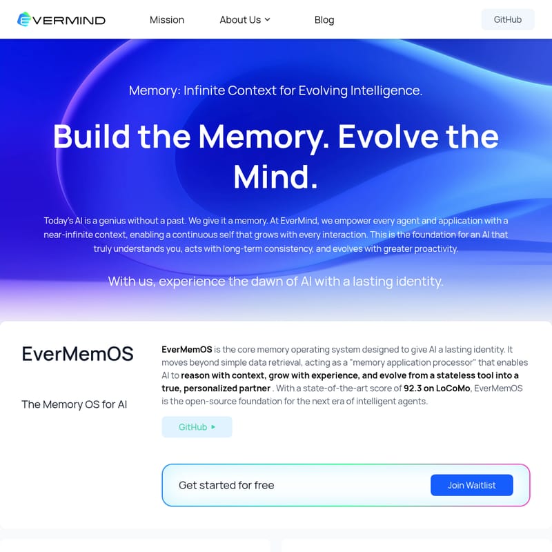 EverMemOS - AI Tool Screenshot and Interface Preview