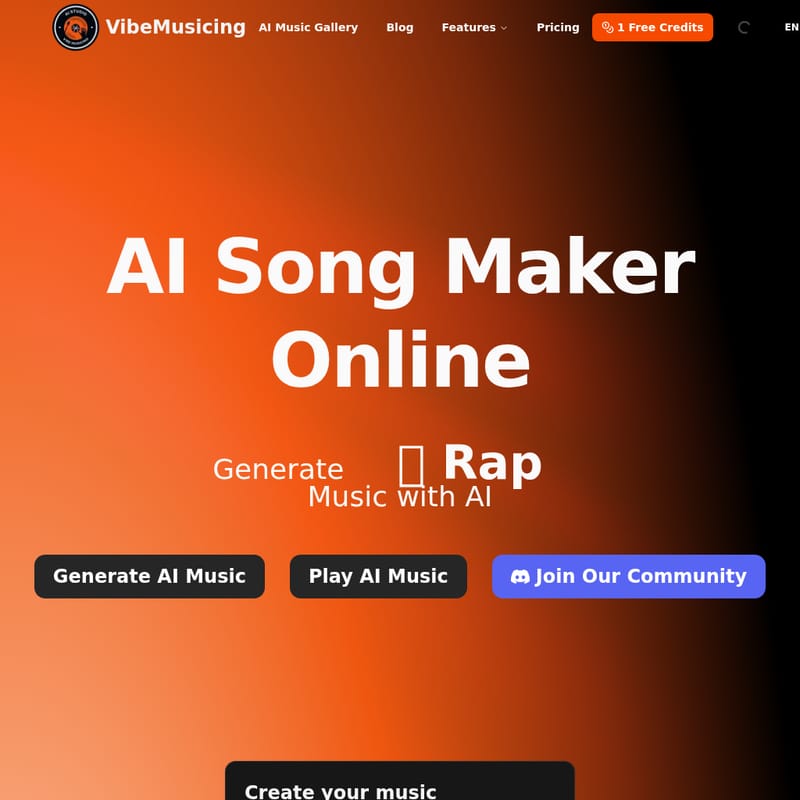 View VibeMusicing - VibeMusicing:AI音乐创作平台 VibeMusicing - AI Tool Screenshot and Interface Preview