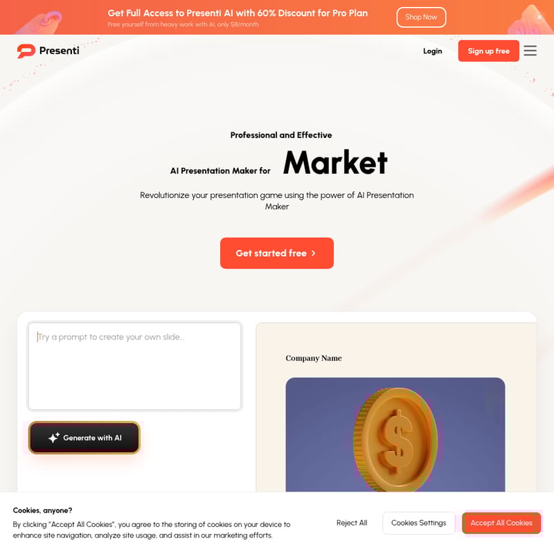 View Presenti AI - Presenti AI - AI 프레젠테이션 생성기 Presenti AI - AI Tool Screenshot and Interface Preview