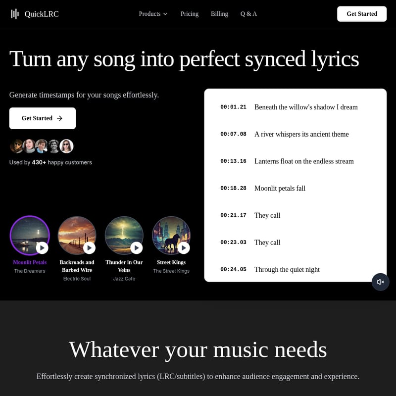 View LRC Generator - QuickLRC - Générateur de paroles synchronisées LRC Generator - AI Tool Screenshot and Interface Preview
