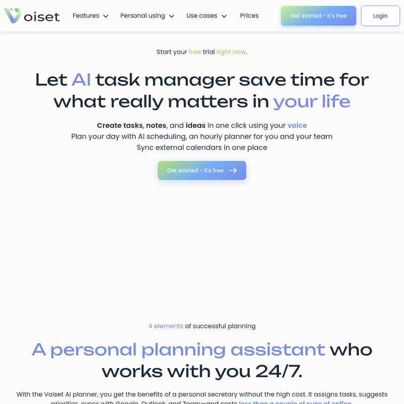 View Voiset - Voiset AI Personal Planner Voiset - AI Tool Screenshot and Interface Preview