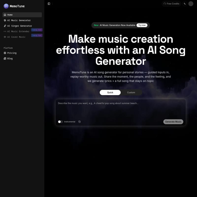 View MemoTune - MemoTune - AI 음악 생성기 MemoTune - AI Tool Screenshot and Interface Preview