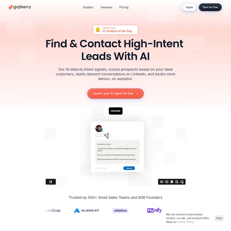 View GojiberryAI - Gojiberry: Find and Contact High-Intent B2B Leads Using AI Agents GojiberryAI - AI Tool Screenshot and Interface Preview