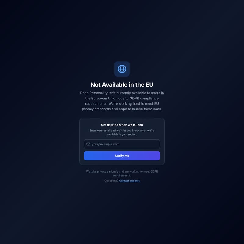 View Deep Personality - Deep Personality AI Privacy and Regional Availability Update Deep Personality - AI Tool Screenshot and Interface Preview