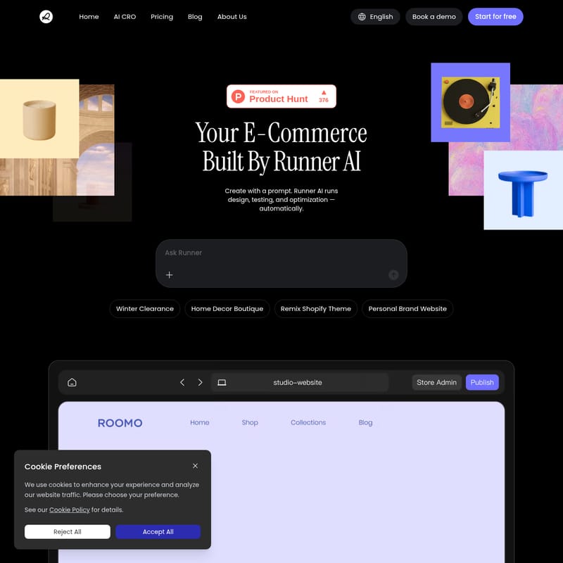 View Runner AI - Runner AI:AIプロンプトから5分でECサイトを自動構築・最適化する次世代Eコマースプラットフォーム Runner AI - AI Tool Screenshot and Interface Preview