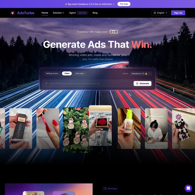 View AdsTurbo - AdsTurbo: KI-gestützte Videoanzeigen-Erstellung für maximale Conversions und virale Marketing-Erfolge AdsTurbo - AI Tool Screenshot and Interface Preview