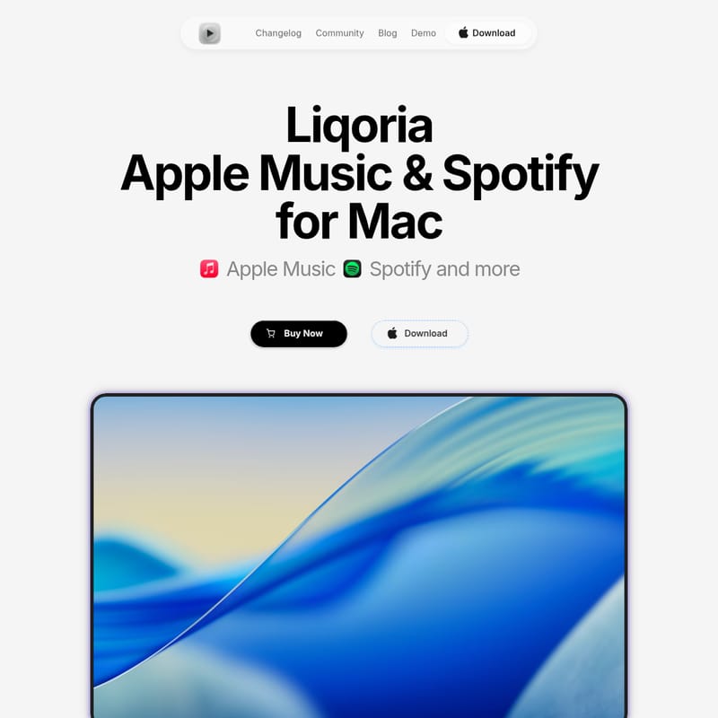 View Liqoria - Liqoria für Mac: Der ultimative Musikplayer für Apple Music, Spotify und Browser mit iOS-Design Liqoria - AI Tool Screenshot and Interface Preview