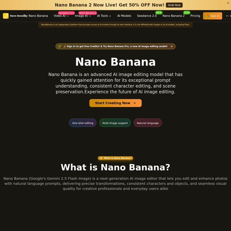 View Nano Banana Free Online AI Image Editor - Nano Banana: Advanced AI Image Editing for Consistent Characters and Scene Preservation Nano Banana Free Online AI Image Editor - AI Tool Screenshot and Interface Preview