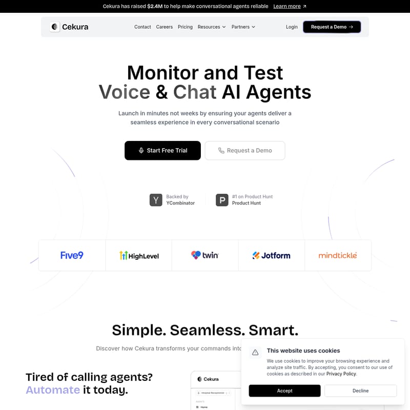 View Cekura - Cekura:专业的对话式AI代理监控与端到端自动化测试平台 Cekura - AI Tool Screenshot and Interface Preview
