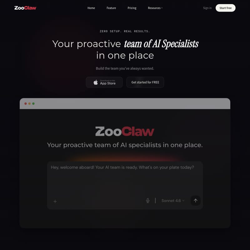 View ZooClaw - ZooClaw:您的主动型AI专家团队,无需复杂设置即可实现高效办公 ZooClaw - AI Tool Screenshot and Interface Preview