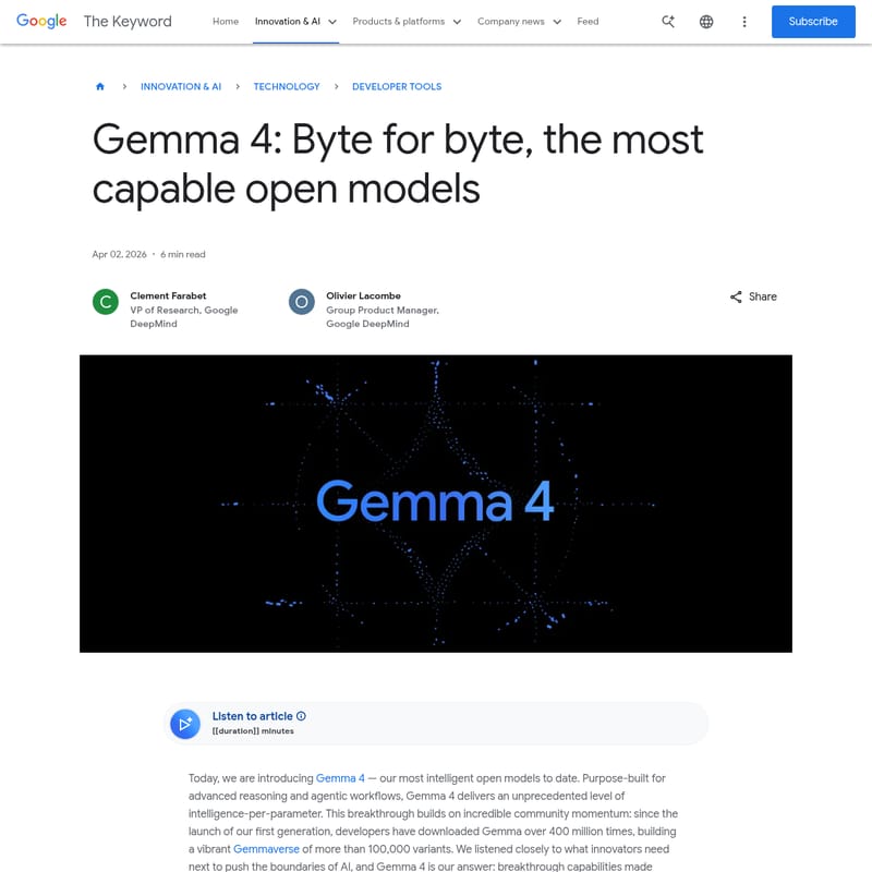 View Google Gemma 4 - Gemma 4: Google's Most Intelligent Open Models for Advanced Reasoning and Agentic Workflows Google Gemma 4 - AI Tool Screenshot and Interface Preview