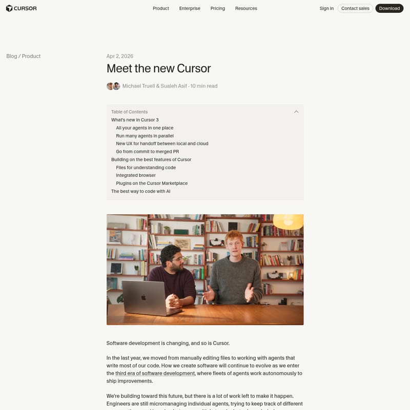 View Cursor 3 - Cursor 3: The Unified AI Workspace for Building Software with Autonomous Agents Cursor 3 - AI Tool Screenshot and Interface Preview