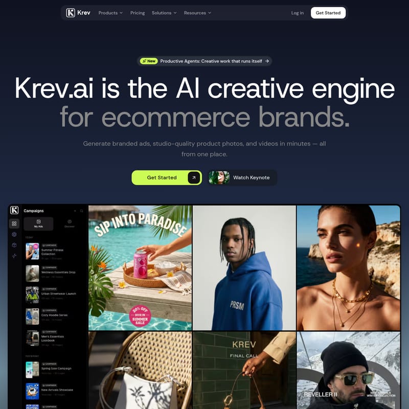View KREV - Krev: The AI Creative Engine for Ecommerce Brands to Generate Ads, Photos, and Videos KREV - AI Tool Screenshot and Interface Preview