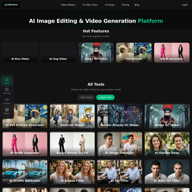 View aividmaker - AiVidMaker: Универсальная платформа для создания AI-видео и генерации изображений с передовыми моделями aividmaker - AI Tool Screenshot and Interface Preview