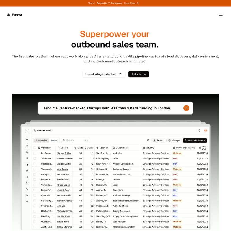 View FuseAI - FuseAI - AIエージェントが営業活動を自動化し、高品質な商談パイプラインを構築する次世代セールスプラットフォーム FuseAI - AI Tool Screenshot and Interface Preview