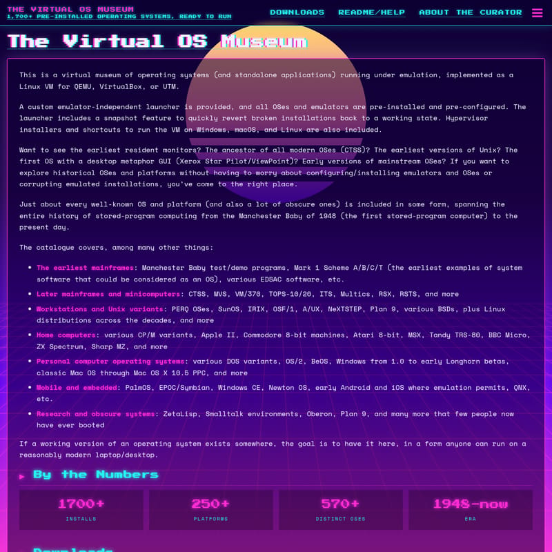 View The Virtual OS Museum - The Virtual OS Museum: A Comprehensive 1,700+ Operating System Emulation Archive The Virtual OS Museum - AI Tool Screenshot and Interface Preview