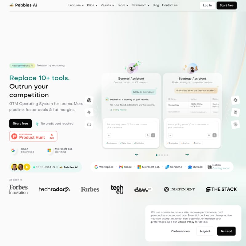 View Pebbles Ai - Pebbles AI: El sistema operativo GTM con IA neurosimbólica para optimizar ventas, marketing y aumentar ingresos. Pebbles Ai - AI Tool Screenshot and Interface Preview